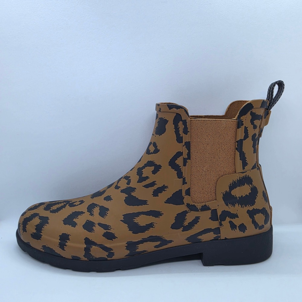 Hunter Original Leopard Print Chelsea Boots Brown Black WFS2026RMA Womens 9 - Picture 10 of 12